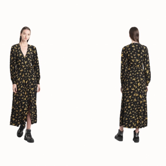 Ganni Printed Crepe Wrap Maxi Dress - Size: 2/4 - Picture 9 of 17